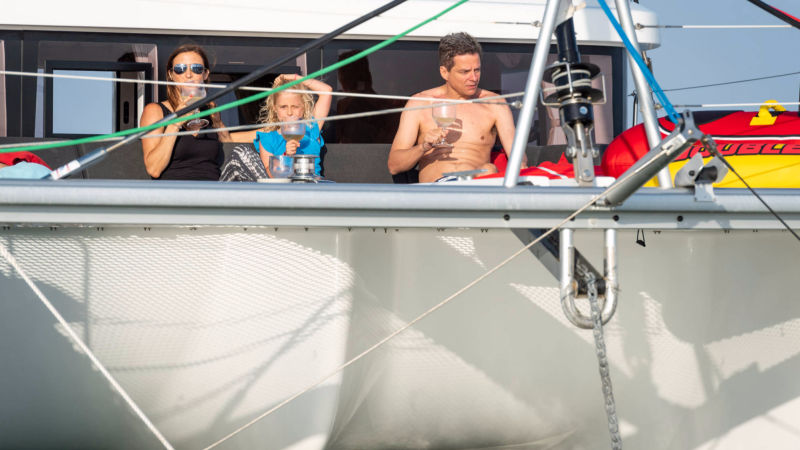 Drinks at sunset by the nets